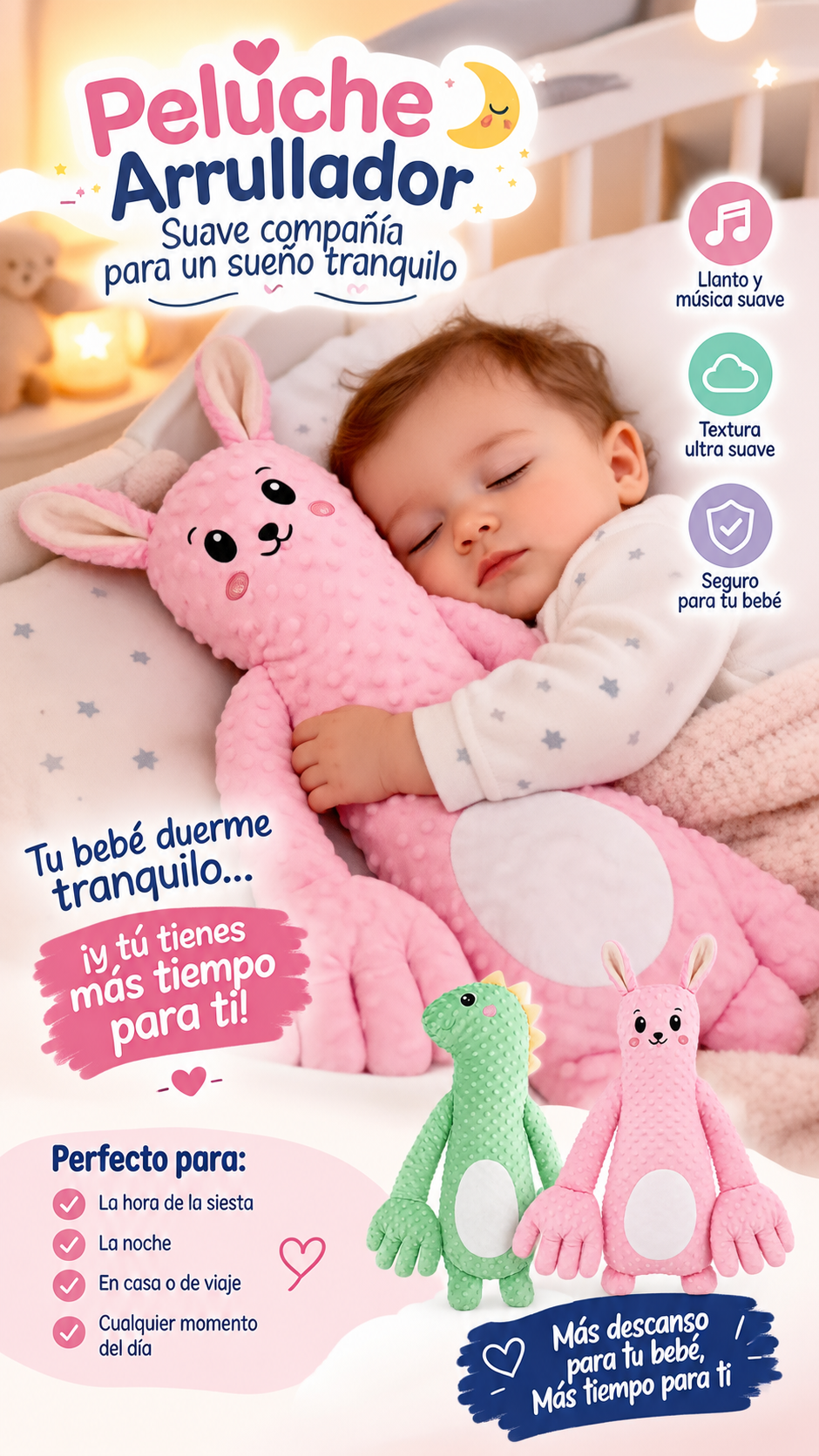 PELUCHE ARRULLADOR PALMITAS CALMANTE MUS