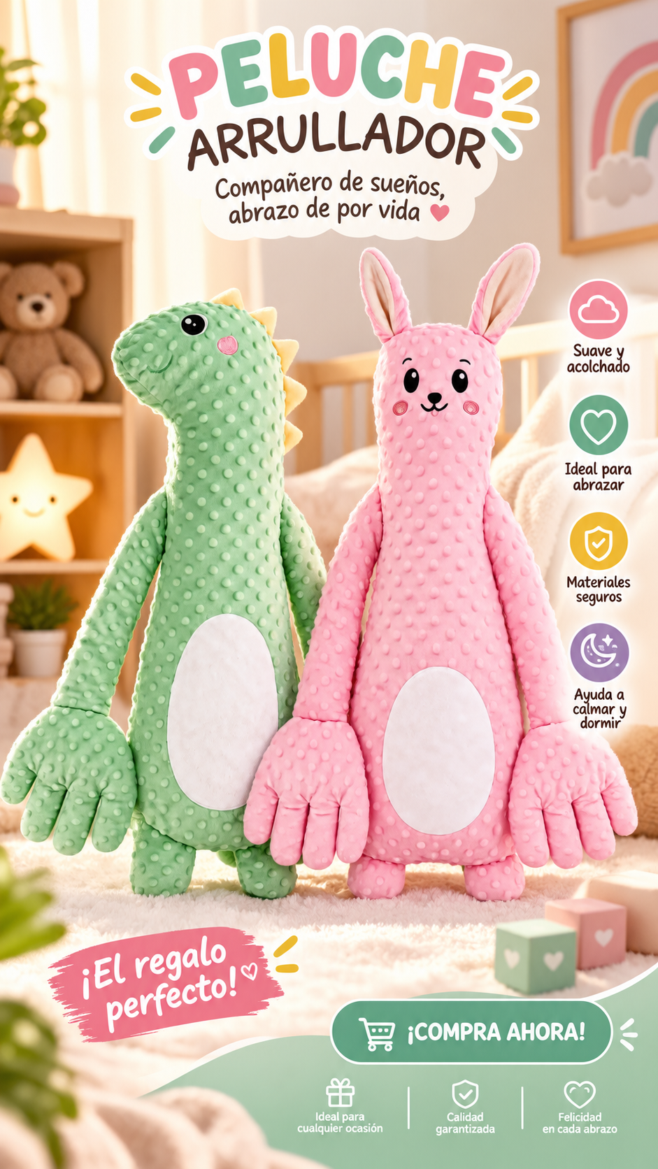 PELUCHE ARRULLADOR PALMITAS CALMANTE MUS